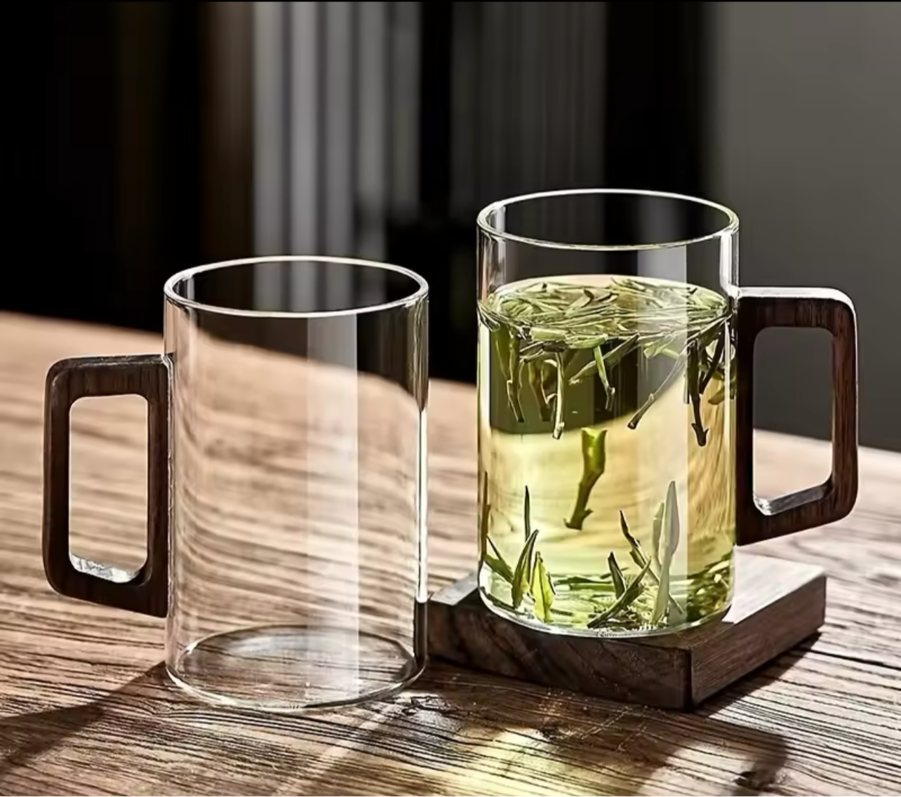 NordicGlass Holzgriff-Tassen 2er Set